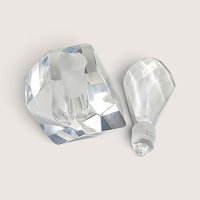 Vintage Hand Cut Crystal Perfume Bottle Japan Faceted Diamond Stopper