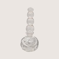1980s Clear Glass Swirl Modernist Perfume Bottle Stacked Ball Stopper