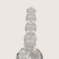 1980s Clear Glass Swirl Modernist Perfume Bottle Stacked Ball Stopper