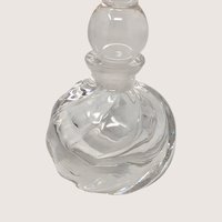 1980s Clear Glass Swirl Modernist Perfume Bottle Stacked Ball Stopper