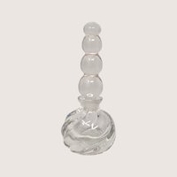 1980s Clear Glass Swirl Modernist Perfume Bottle Stacked Ball Stopper