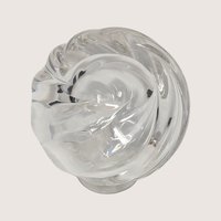 1980s Clear Glass Swirl Modernist Perfume Bottle Stacked Ball Stopper