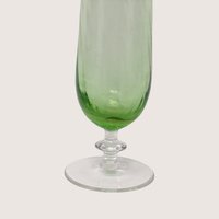 1960s Green Optic Swirl Glass Stemmed Bud Vase