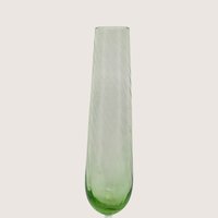 1960s Green Optic Swirl Glass Stemmed Bud Vase