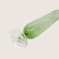 1960s Green Optic Swirl Glass Stemmed Bud Vase