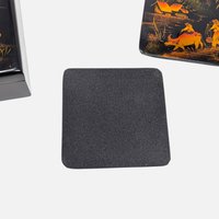 Vintage Asian Lacquer Coaster Set With Storage Box