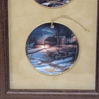 Vintage Terry Redlin Framed Holiday Ornament Trio Wall Art