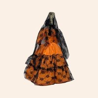 Vintage Spanish Senorita Doll in Orange Dress and Black Lace Mantilla