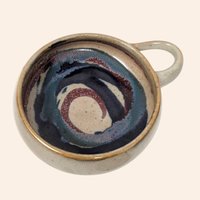 Set of 2 Handmade Stoneware Bowls with Swirls and Handles