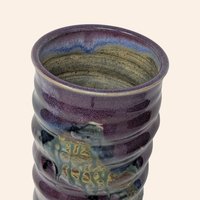 Handmade Ribbed Purple Stoneware Vase