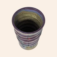 Handmade Ribbed Purple Stoneware Vase