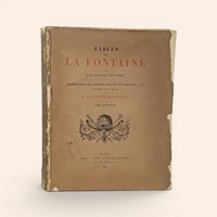 Antique 1887 Fables de La Fontaine Tome Quatrieme book by A. Levy with missing covers and paper wrapper.