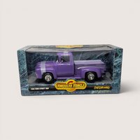 1997 ERTL American Muscle 1/18 scale purple 1956 Ford street rod truck inside its original box.
