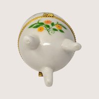 Vintage Porcelain Purple Flower Footed Egg Trinket Box