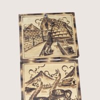 Vintage Peruvian Wood Burned Hanging Wall Plaques