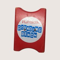 Vintage Playskool Wooden Pounding Bench Toy With Hammer