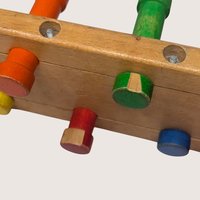 Vintage Playskool Wooden Pounding Bench Toy With Hammer