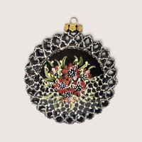 Vintage Handpainted Clay Cutout Floral Christmas Ornament
