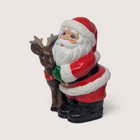 Vintage Ceramic Handpainted Santa and Reindeer Figurine. Measures about 6.5" in height by 3.5" wide. Handpainted by Dawn Teske in 1993. Very good condition. 