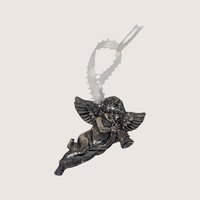 Vintage Pewter R&B Cherub Winged Angel Hanging Ornament