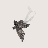 Vintage Pewter R&B Cherub Winged Angel Hanging Ornament
