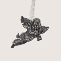 Vintage Pewter R&B Cherub Winged Angel Hanging Ornament