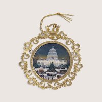 2001 United States Capitol Historical Society annual Christmas ornament in original box with gold filigree frame