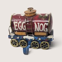 Vintage Enjoy Eggnog Train Stocking Holder Holiday Decor