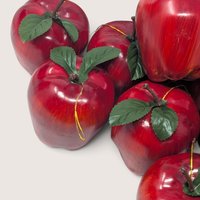 Set of 14 Vintage Plastic Apple Ornaments Red Fruit Decor