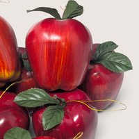 Set of 14 Vintage Plastic Apple Ornaments Red Fruit Decor