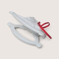 Vintage Dept 56 White Porcelain Rocking Horse Ornament