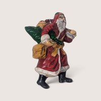 Set of 7 Vintage Plastic Santa Claus Ornaments and Figurine