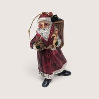 Set of 7 Vintage Plastic Santa Claus Ornaments and Figurine