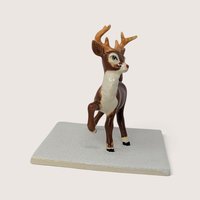 Vintage Ceramic Rudolph on Tile Christmas Figurine