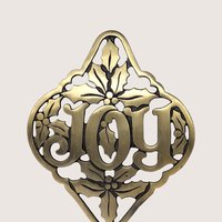 Vintage Cast Brass Joy Christmas Trivet