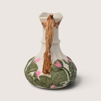 Vintage Handpainted Ceramic Pitcher Vase with Pink Flowers