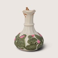 Vintage Handpainted Ceramic Pitcher Vase with Pink Flowers