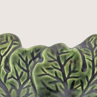 Vintage Green Leaf Majolica Style Ceramic Plate