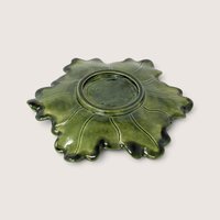 Vintage Green Leaf Majolica Style Ceramic Plate