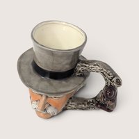Vintage 1970s Handpainted Ceramic Mark Twain Character Mug