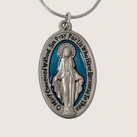 Vintage Miraculous Medal Mary Pendant Necklace