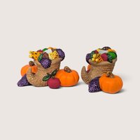 Vintage Partylite Cornucopia Ceramic Taper Candle Holder Pair