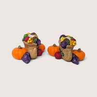 Vintage Partylite Cornucopia Ceramic Taper Candle Holder Pair