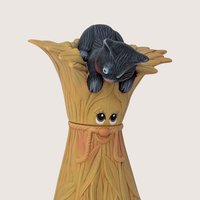 Vintage Ceramic Fall Corn Stalk with Black Cat Figurine