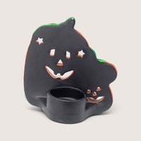 Vintage Ks Collection Halloween Jack OLantern Ceramic Candle Holder Pair