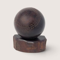 Vintage Hand Carved Wooden Baseball Display Figurine