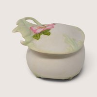 Vintage Ceramic Trinket Box with Pink Flower