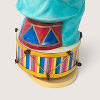 Vintage Ceramic Clown On Drum Rotating Music Box
