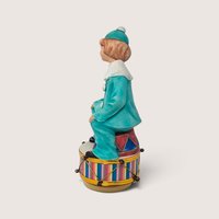 Vintage Ceramic Clown On Drum Rotating Music Box