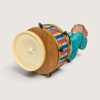 Vintage Ceramic Clown On Drum Rotating Music Box